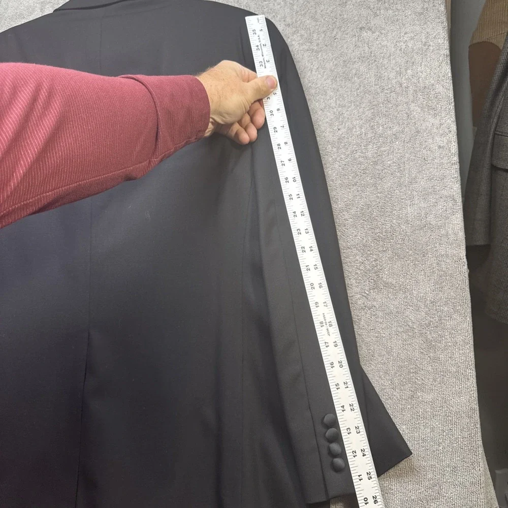 Samuelsohn wool tuxedo jacket black satin‎ lapel formal dinner blazer mens 46R